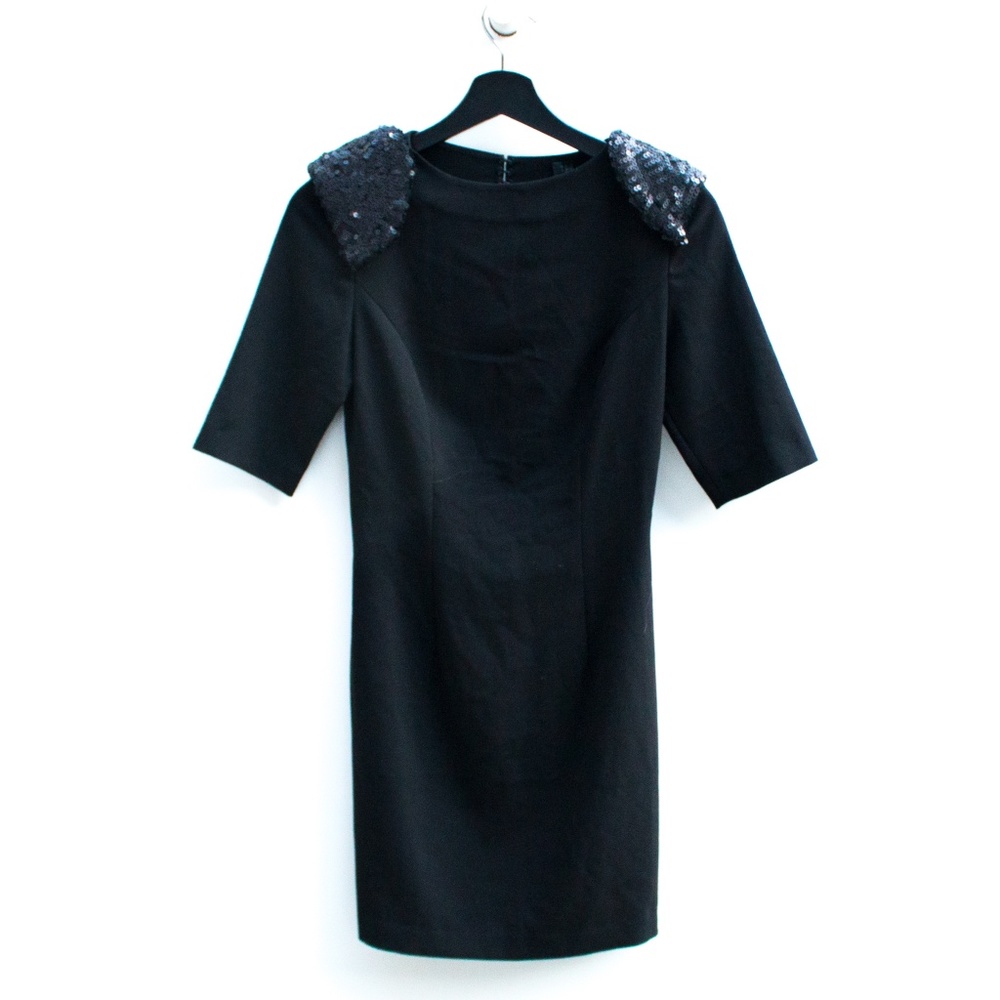 ASOS BLACK | Sequin Shoulder Pad Backless Dress